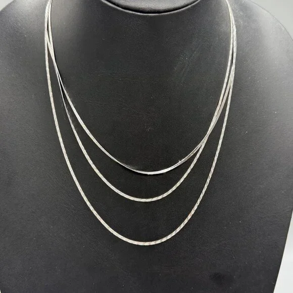 Milaan Women's Necklace Triple Strand Sterling Silver 60 inches NWT